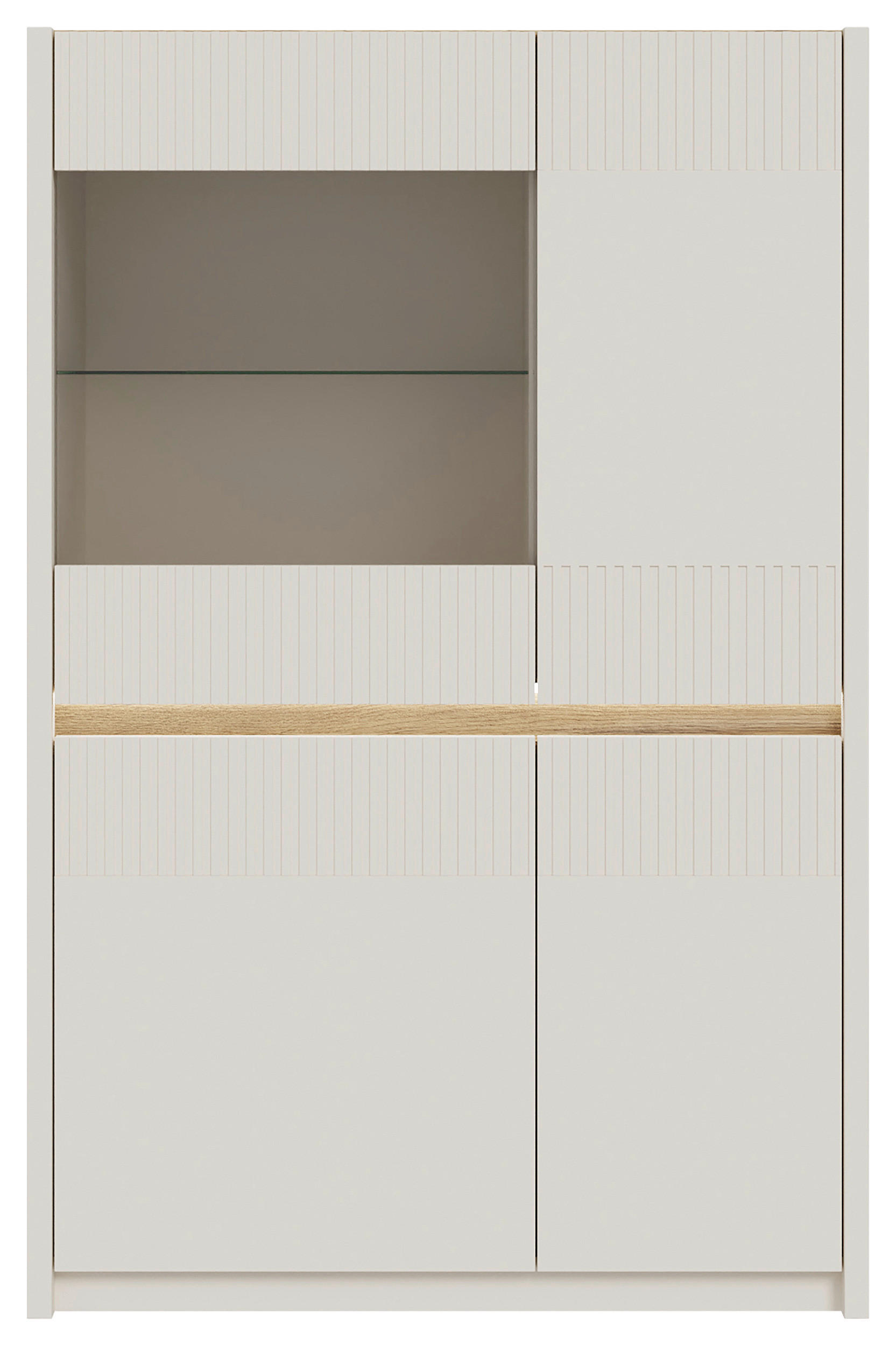 VITRINA, barve hrasta, peščene barve - barve hrasta/peščene barve, Design, steklo/leseni material (95,3/146,7/41,5cm) - Hom`in