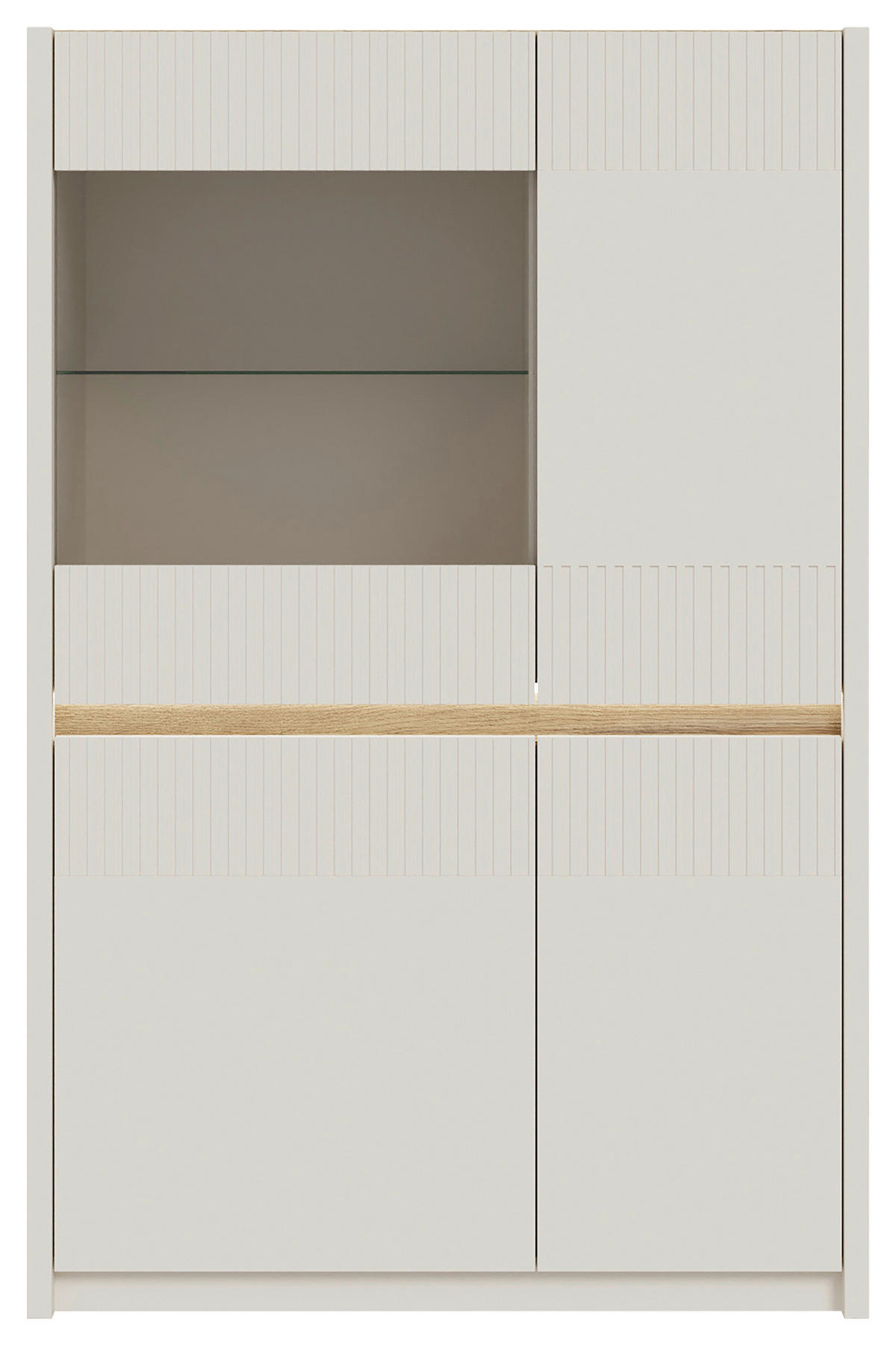 VITRINA, barve hrasta, peščene barve - barve hrasta/peščene barve, Design, steklo/leseni material (95,3/146,7/41,5cm) - Hom`in
