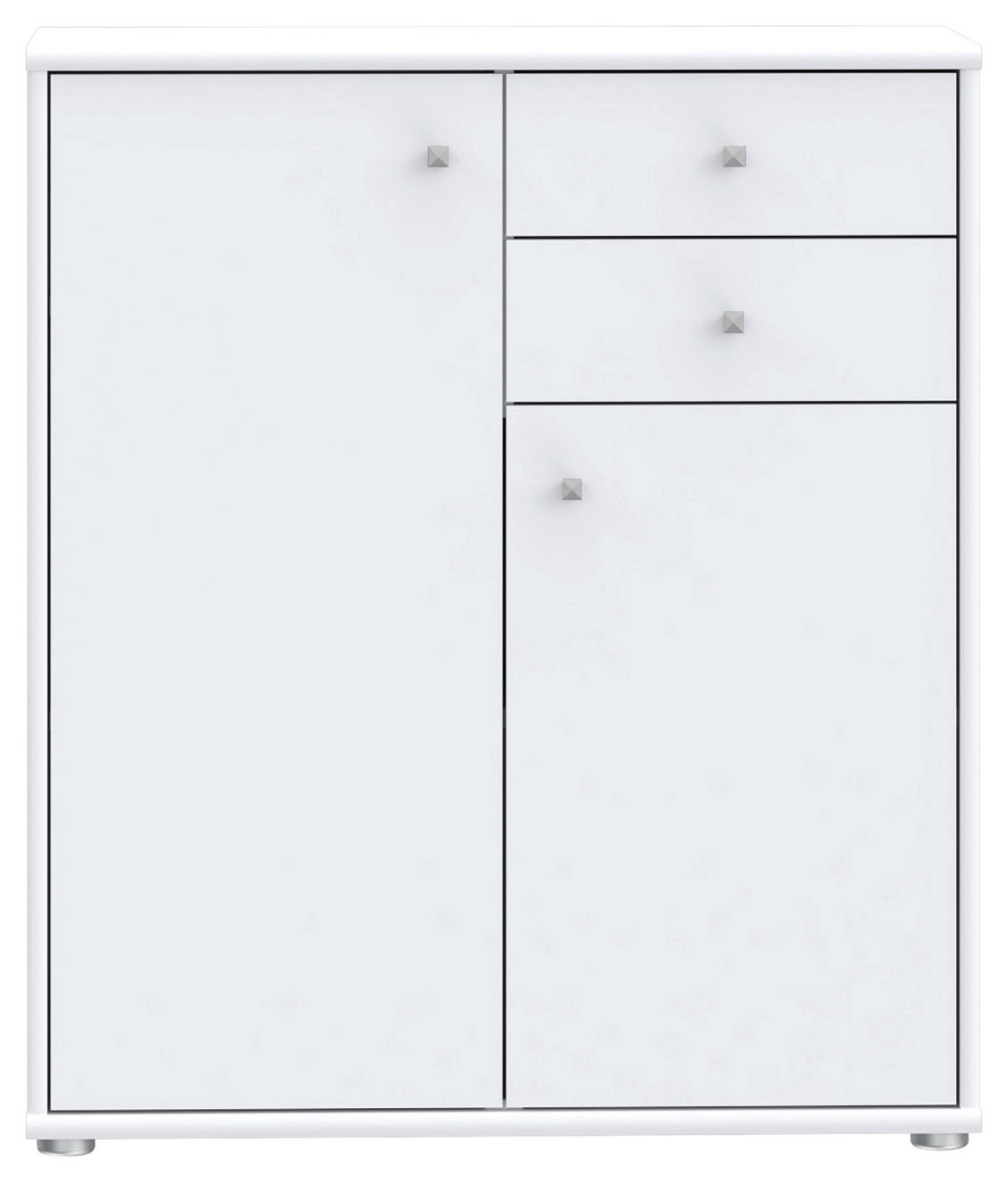 KOMMODE  in Weiss  - Weiss/Alufarben, Design, Holzwerkstoff (73,7/85,5cm)
