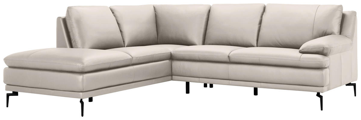 ECKSOFA Weiß Echtleder  - Schwarz/Weiß, Design, Leder (221/248cm) - MID.YOU