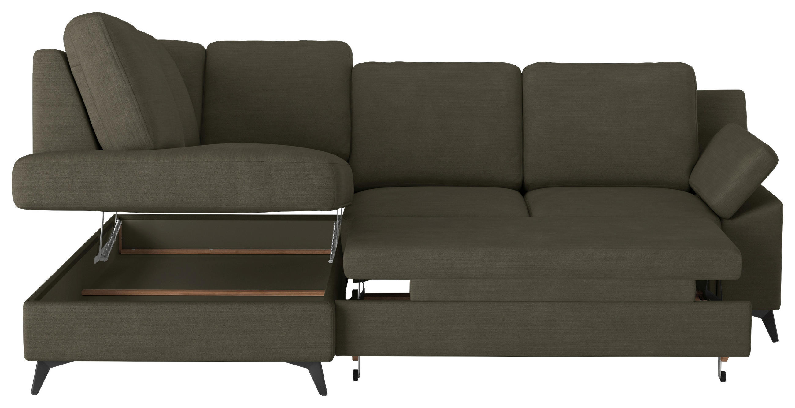 Thumbnail - Cotta Ecksofa, Dunkelgrün, Textil, 4-Sitzer, Ottomane links, L-Form, 242x170 cm, Stoffauswahl, Rücken echt, Armteil rech...