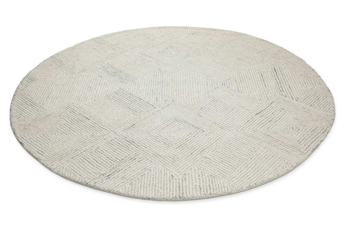 WEBTEPPICH Wohnzimmer 180 cm Hamptons Thirtythree Elfenbein rund  - Elfenbein, Design, Textil (180cm) - WECON HOME