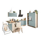 ECKKÜCHE XO 15  in Salbeigrün, Tannenholzfarben  - Salbeigrün/Tannenholzfarben, Design, Holzwerkstoff/Metall (121,6/280/150cm) - Xora