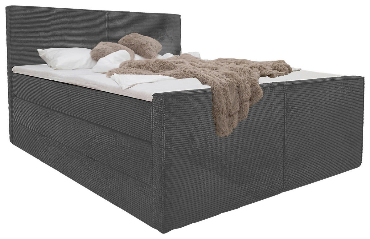 BOXSPRINGOVÁ POSTEĽ, 180/200 cm, sivá - sivá, Modern, textil (180/200cm) - Livetastic