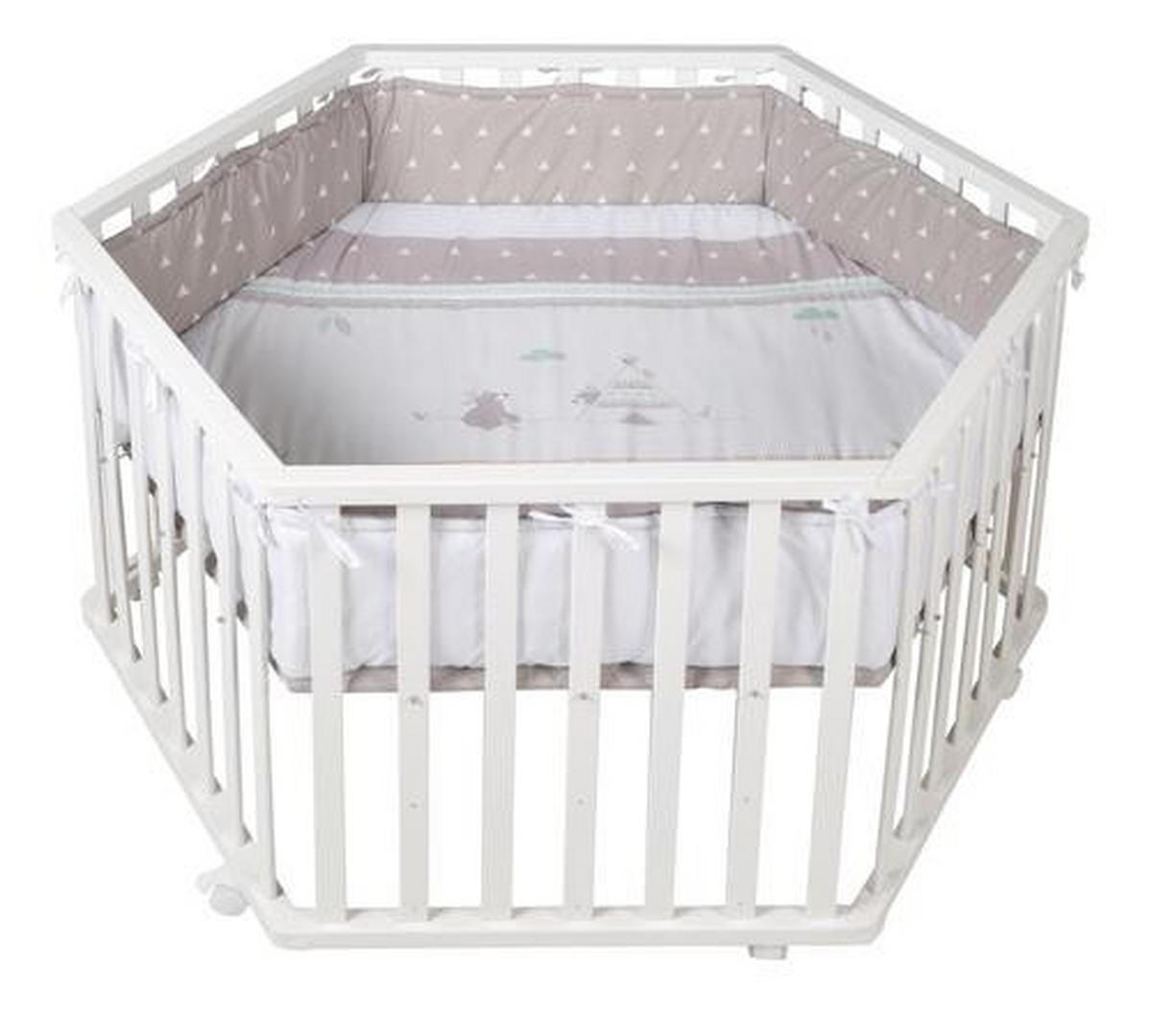 LAUFGITTER Indibär 121/72/106 cm  - Taupe/Weiß, Basics, Holzwerkstoff/Textil (121/72/106cm) - Roba