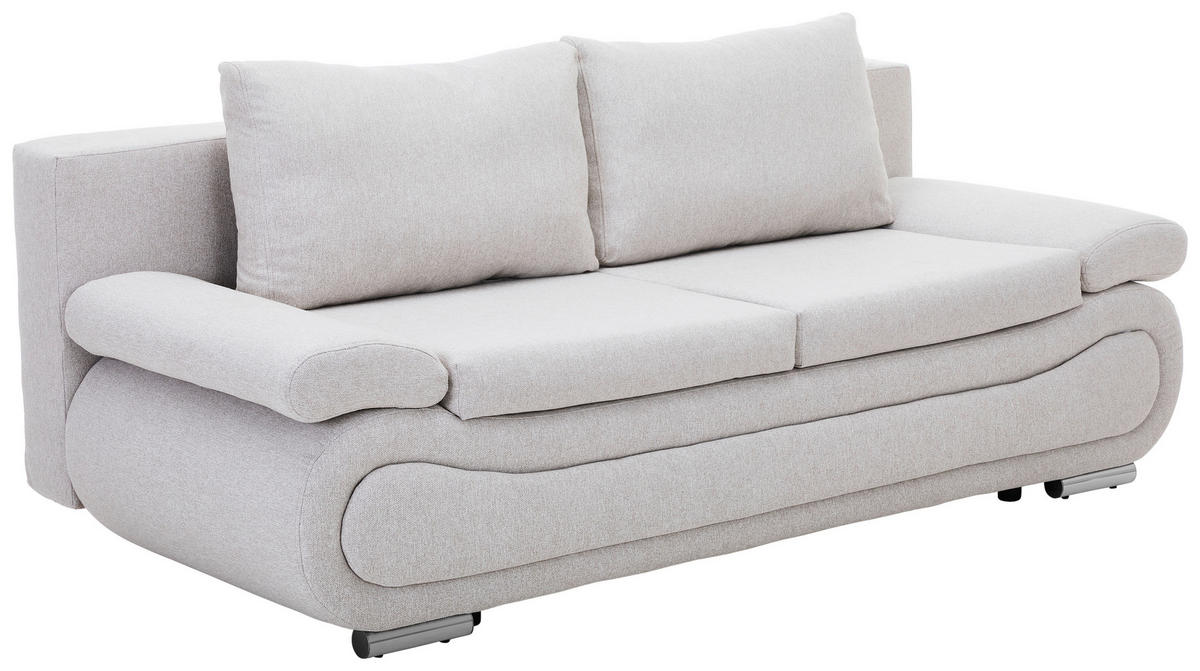 SCHLAFSOFA Jacquard Beige  - Chromfarben/Beige, Design, Textil (200/78/90cm) - Venda