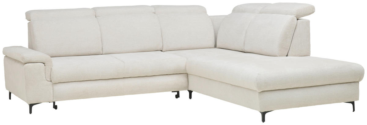 ECKSOFA in Struktur Beige  - Beige/Schwarz, Design, Textil/Metall (292/270cm) - Stylife