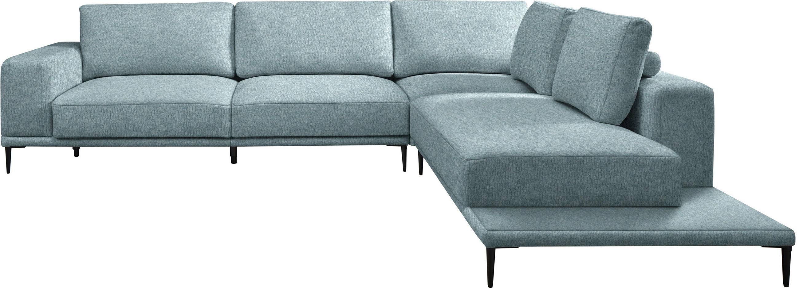 ECKSOFA  in Leinwand Hellblau  318/271 cm  - Schwarz/Hellblau, Design, Textil/Metall (318/271cm) - Belluti