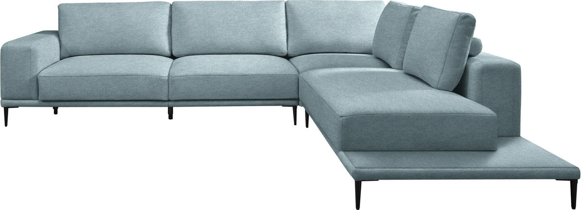 ECKSOFA  in Leinwand Hellblau  318/271 cm  - Schwarz/Hellblau, Design, Textil/Metall (318/271cm) - Belluti