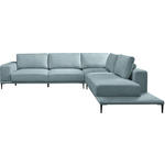 ECKSOFA in Leinwand Hellblau 318/271 cm - Schwarz/Hellblau, Design, Textil/Metall (318/271cm) - Belluti