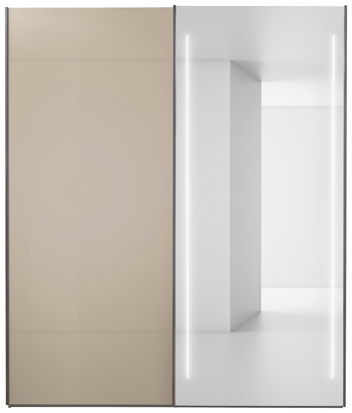 SCHWEBETÜRENSCHRANK 200/236/68 cm,  in Grau, 2 Tür(en)  - Chromfarben/Grau, Design, Glas/Holzwerkstoff (200/236/68cm) - Dieter Knoll
