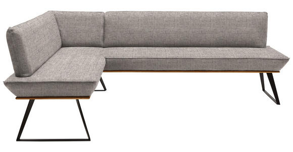 ECKBANK 163/203 cm Webstoff Schwarz, Eichefarben, Hellbraun Eiche massiv Metall - Hellbraun/Eichefarben, Design, Holz/Textil (163/203cm) - Voleo