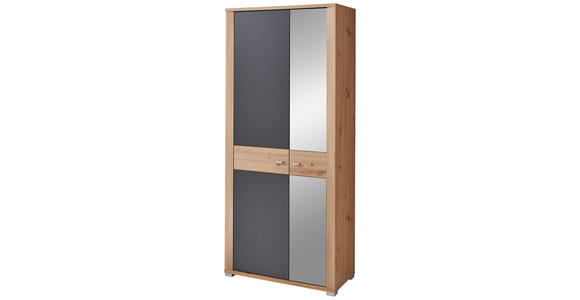 GARDEROBE 3-teilig  in 223/199/38 cm  - Graphitfarben/Eiche Artisan, Design, Holzwerkstoff/Textil (223/199/38cm) - Xora