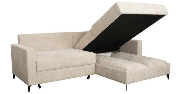 ECKSOFA in Struktur Creme  - Creme/Schwarz, KONVENTIONELL, Textil/Metall (230/164cm) - Carryhome