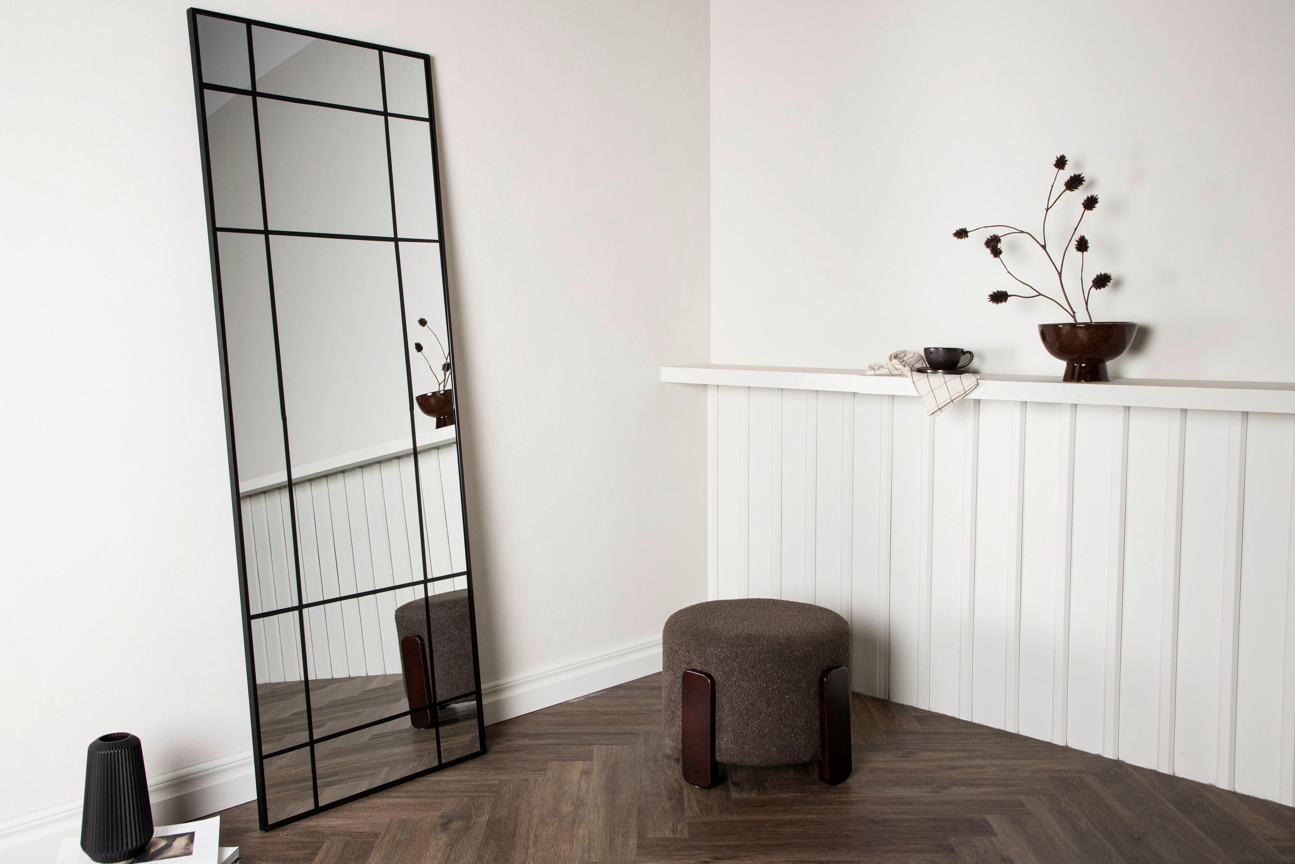 Thumbnail - P & B Wandspiegel, Schwarz, Metall, Glas, rechteckig, 90x180x3 cm, senkrecht montierbar, Spiegel, Wandspiegel