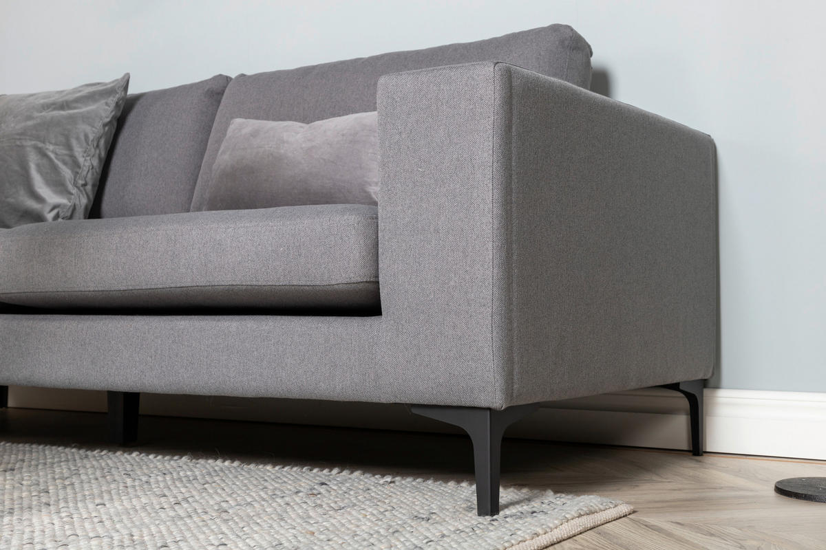 2-SITS SOFFA i metall, textil grå, svart  - grå/svart, Design, metall/textil (215/84/88cm) - Livetastic