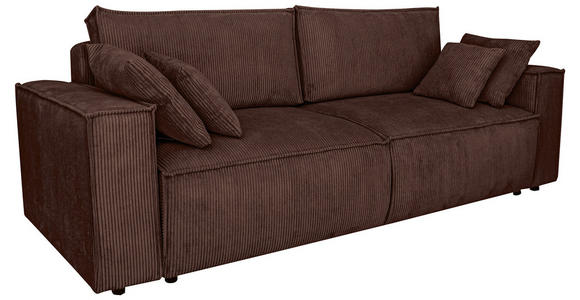 SCHLAFSOFA  mit Liegefunktion, Schlafen auf Sitzhöhe, Rücken echt Cord Dunkelbraun  - Dunkelbraun/Schwarz, KONVENTIONELL, Kunststoff/Textil (240/89/100cm) - Carryhome