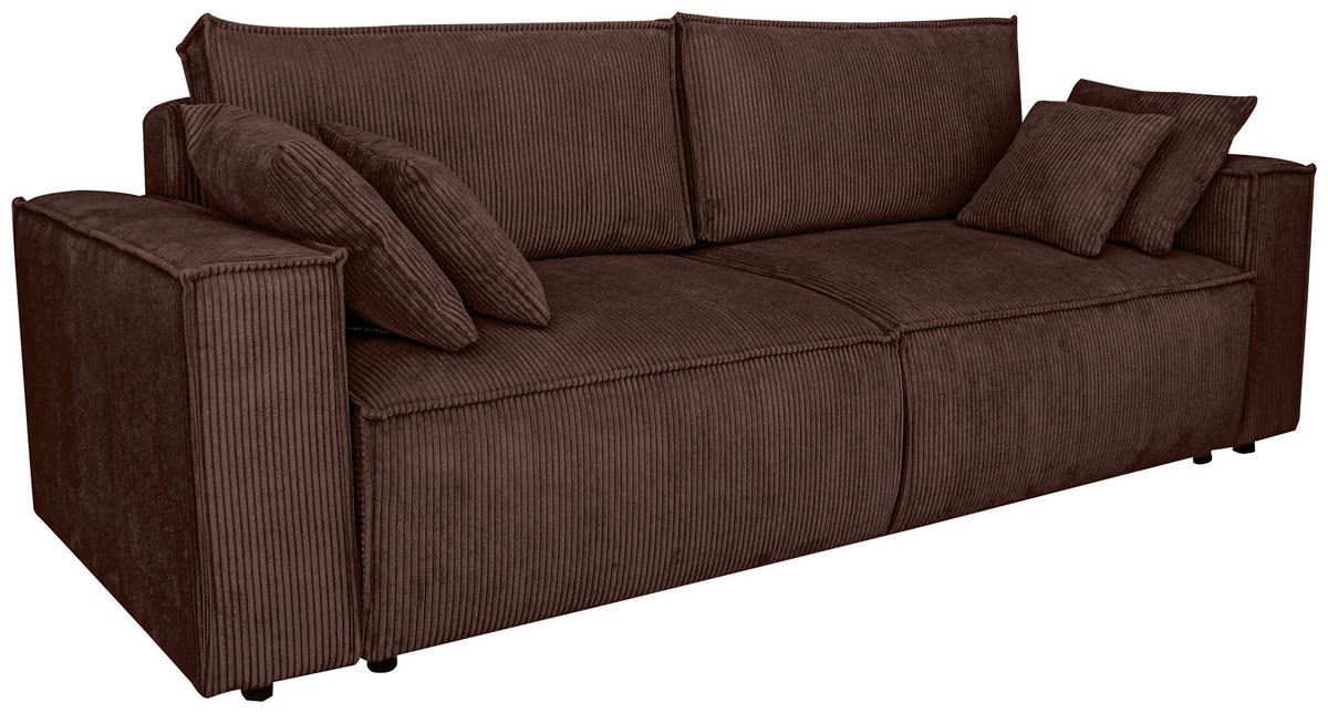 SCHLAFSOFA  mit Liegefunktion, Schlafen auf Sitzhöhe, Rücken echt Cord Dunkelbraun  - Dunkelbraun/Schwarz, KONVENTIONELL, Kunststoff/Textil (240/89/100cm) - Carryhome