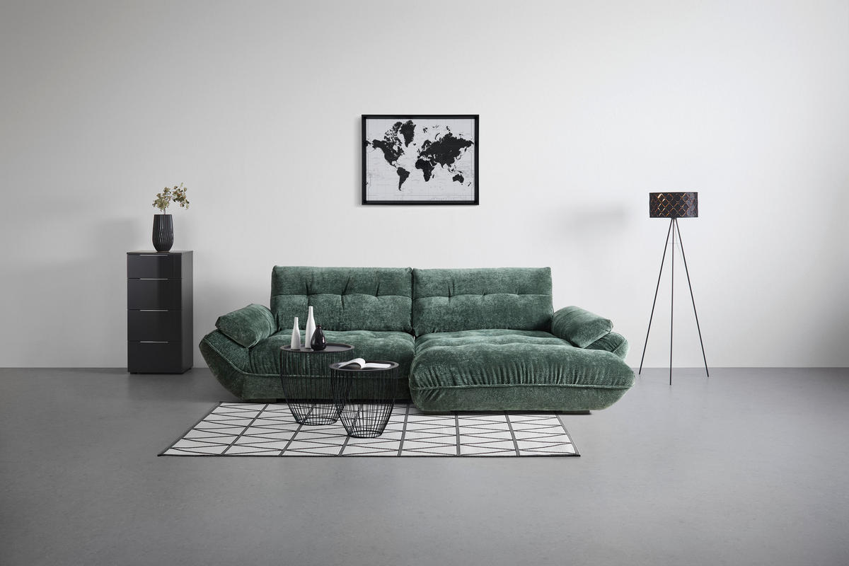 SEDACÍ SOUPRAVA, textil, tmavě zelená - černá/tmavě zelená, Moderní, textil/plast (317/63/179cm) - Landscape