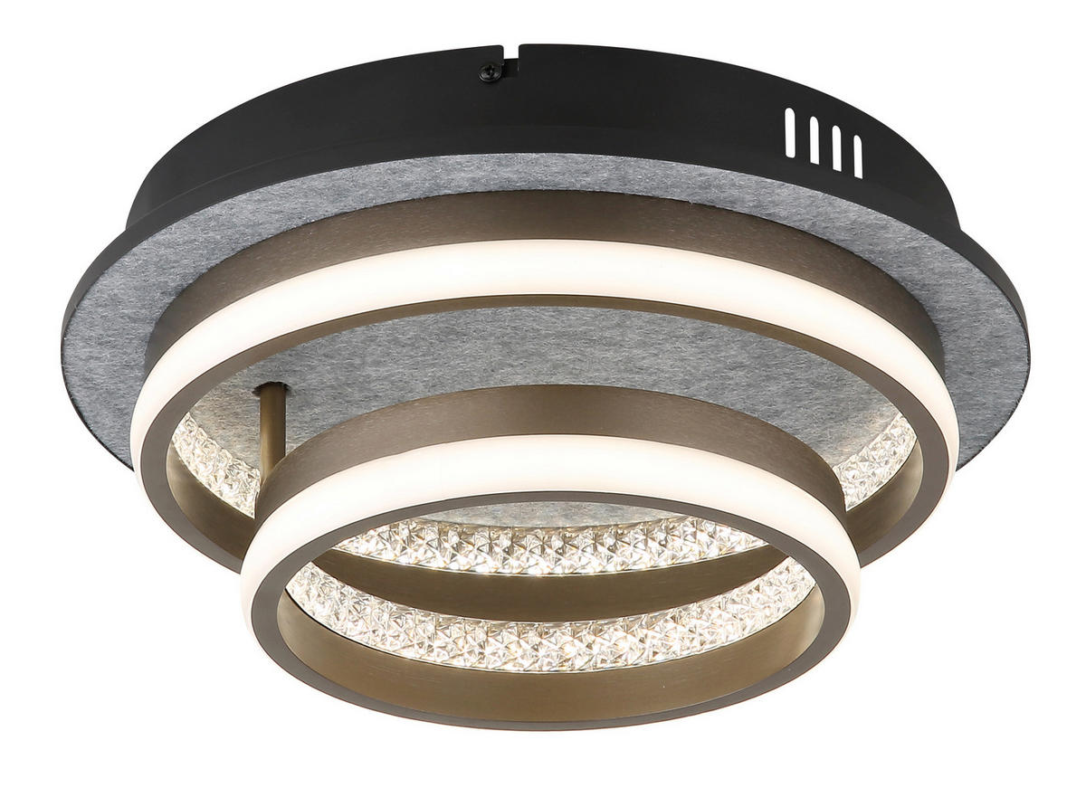 LED-DECKENLEUCHTE DELLA 47,2/34/14 cm   - Klar/Schwarz, Design, Kunststoff/Metall (47,2/34/14cm) - Globo