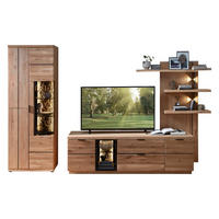 WOHNWAND  in Schwarz, Wildeiche 310/207/50 cm  - Wildeiche/Schwarz, Natur, Glas/Holz (310/207/50cm) - Linea Natura