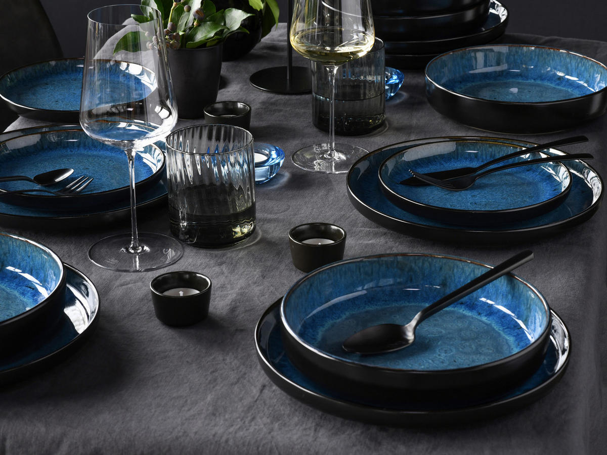 JÍDELNÍ SOUPRAVA, kamenina - modrá, Basics, keramika (44/43/32cm) - Creatable