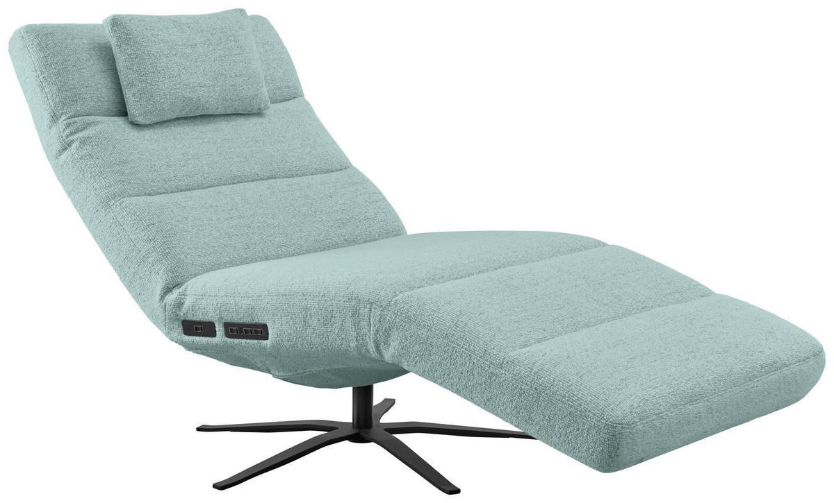 RELAXLIEGE inkl. Akku Flachgewebe Türkis  - Türkis/Schwarz, MODERN, Textil/Metall (82/53-115/156-206cm) - Pure Home Comfort