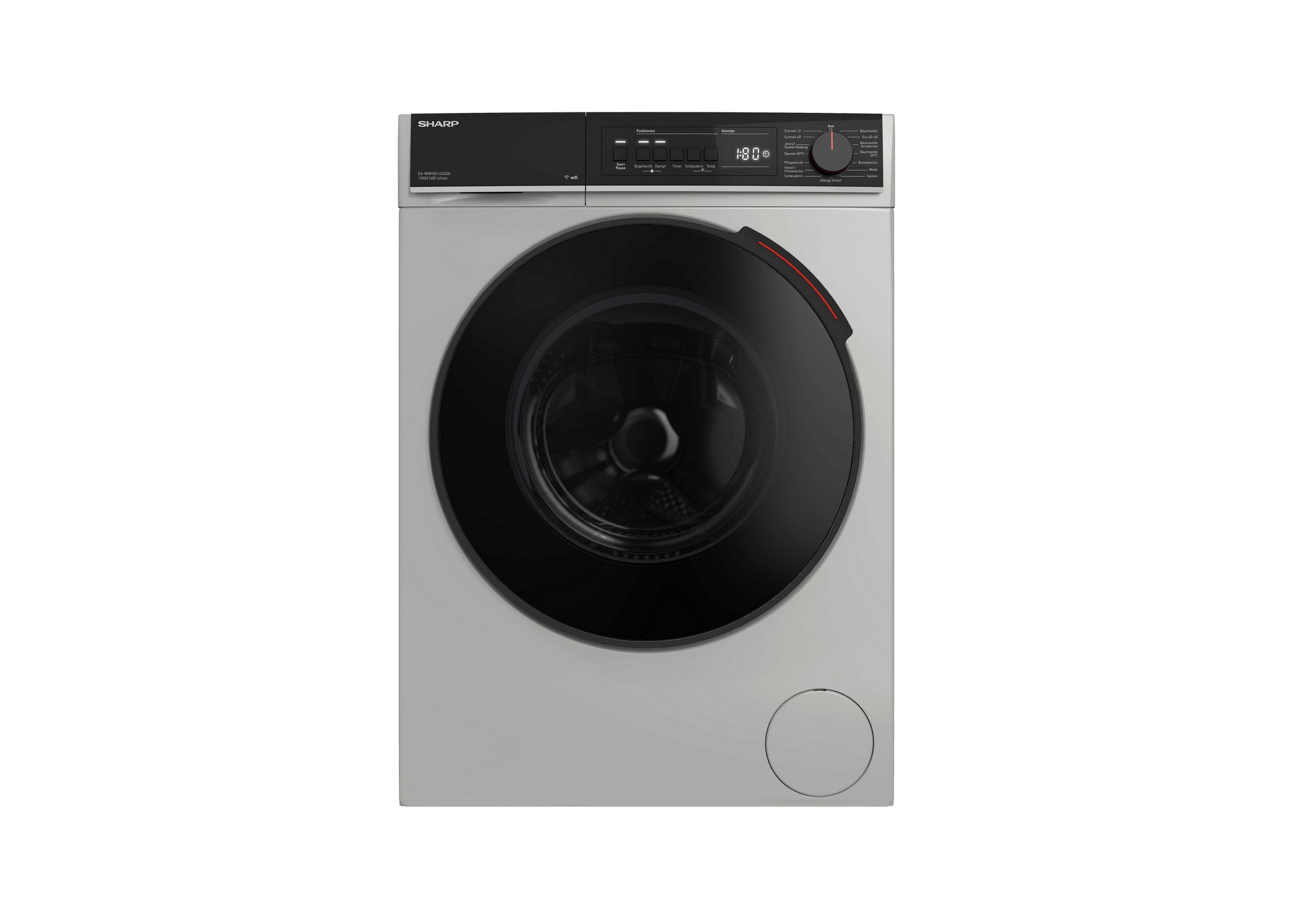WASCHMASCHINE ES-WNFB214CADA-DE  - Silberfarben, Basics, Glas/Kunststoff (59.7/84.5/63.2cm) - Sharp