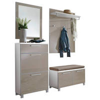 GARDEROBE 5-teilig  in 155/195/40 cm  - Taupe/Weiss, Design, Glas/Holzwerkstoff (155/195/40cm)