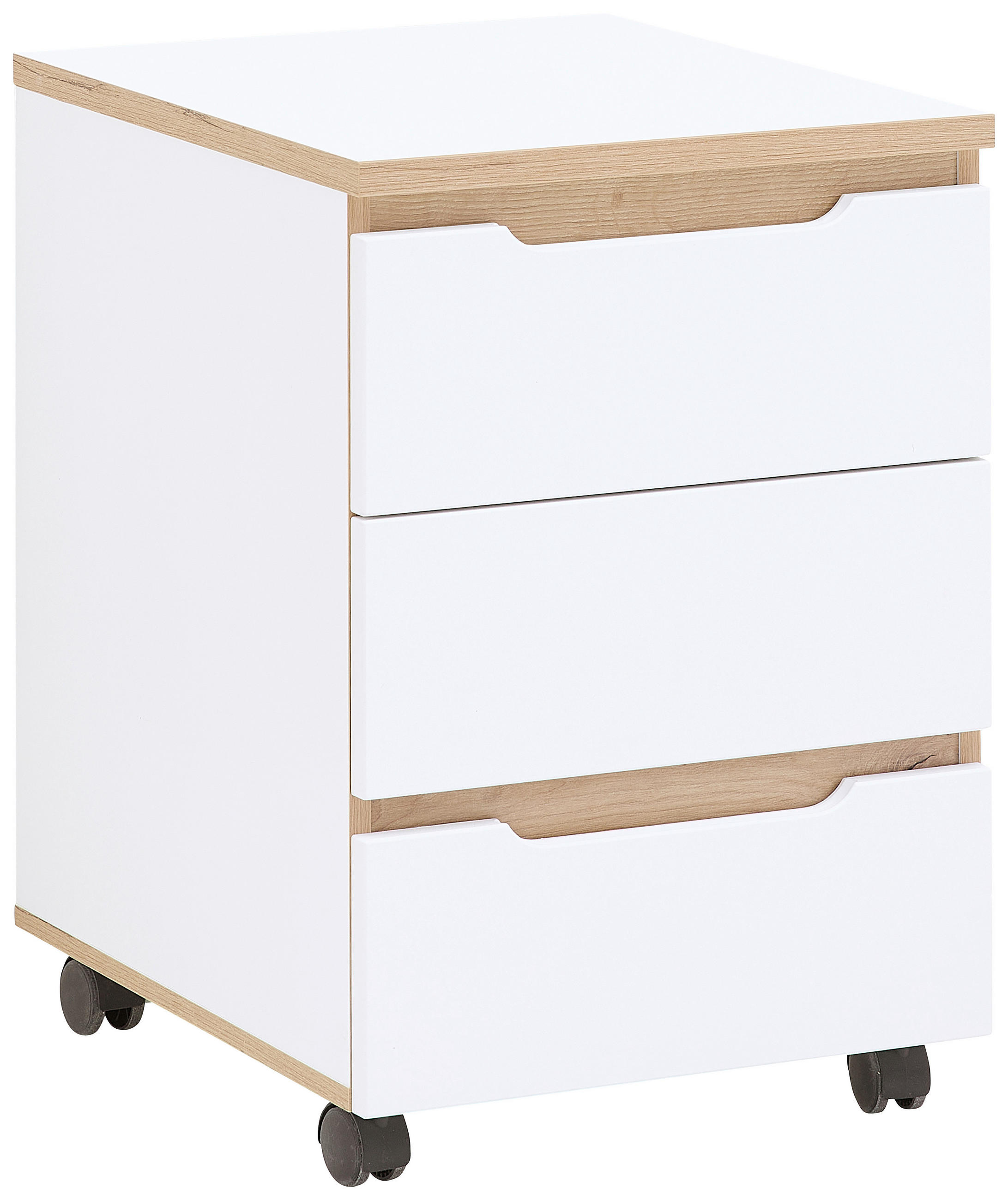 Mid.you Rollcontainer Eiche Artisan, Weiß 45x66x55 cm