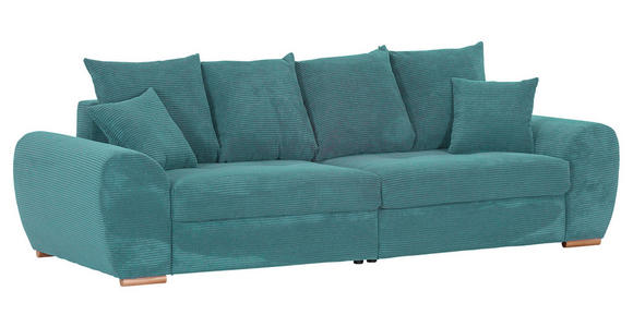 BIGSOFA in Cord Petrol  - Eichefarben/Petrol, KONVENTIONELL, Holz/Textil (270/72/109cm) - Carryhome