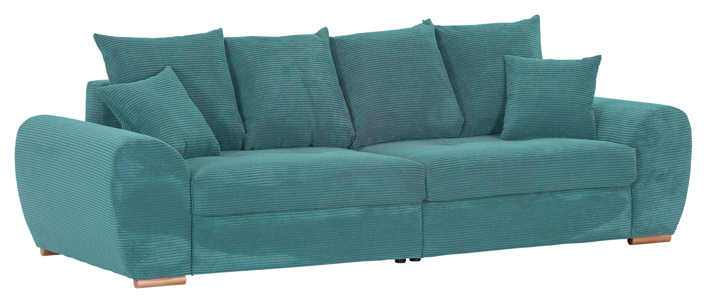 BIGSOFA Cord Petrol  - Eichefarben/Petrol, KONVENTIONELL, Holz/Textil (270/72/109cm) - Carryhome