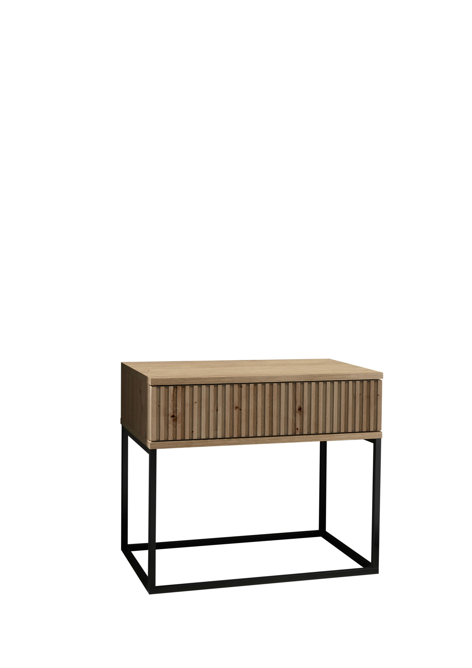 Noptieră, 60/52/38,5 cm, negru, stejar Artisan - stejar Artisan/negru, Modern, metal/material pe bază de lemn (60/52/38,5cm)