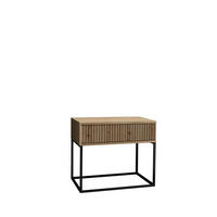 Noptieră, 60/52/38,5 cm, negru, stejar Artisan - stejar Artisan/negru, Modern, metal/material pe bază de lemn (60/52/38,5cm)