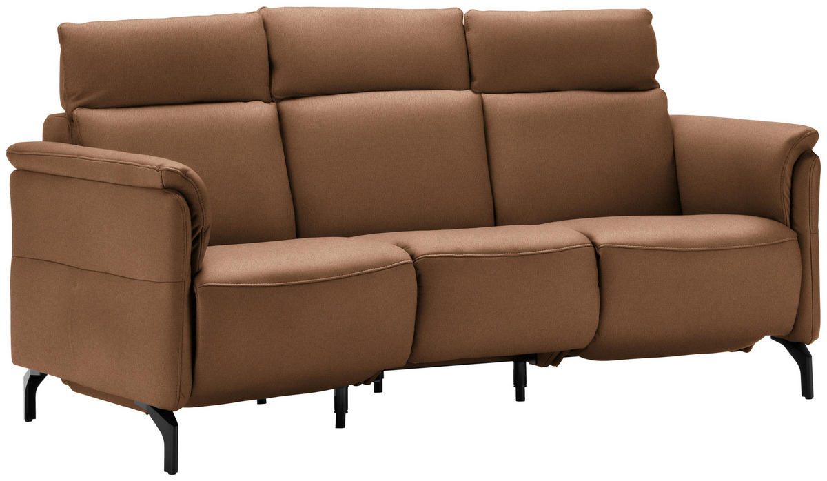 TRAPEZSOFA in Mikrofaser Hellbraun  - Hellbraun/Schwarz, Konventionell, Textil/Metall (221/103/95cm) - Dieter Knoll