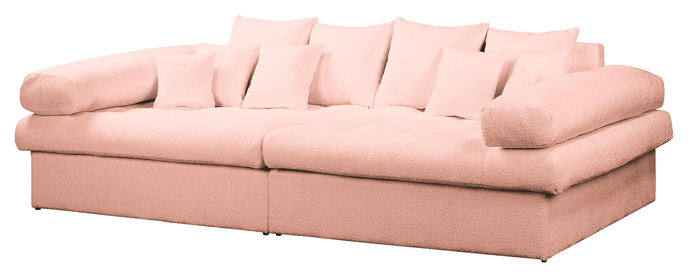 BIGSOFA in Teddystoff Rosa  - Schwarz/Rosa, Design, Kunststoff/Textil (284/94/148cm) - Livetastic