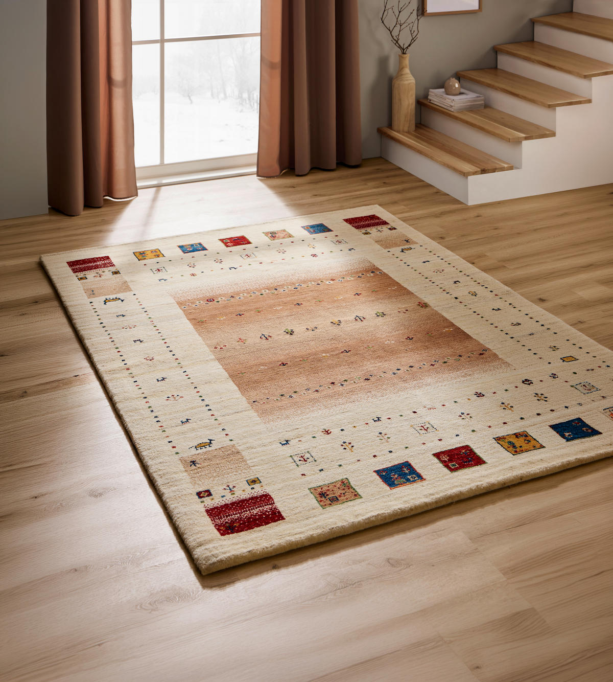 ORIENTTEPPICH  Wohnzimmer 140/200 cm Mother Earth Camel Braun, Creme, Naturfarben rechteckig  - Creme/Braun, LIFESTYLE, Textil (140/200cm) - Cazaris