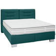 BOXSPRINGBETT 180/200 cm,  in Petrol, Matratze, H2 + H4 = mittel + sehr fest  - Chromfarben/Petrol, KONVENTIONELL, Textil (180/200cm) - Dieter Knoll