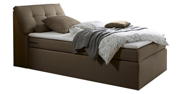 BOXSPRINGBETT 120/200 cm in Dunkelbraun - Dunkelbraun/Silberfarben, Design, Kunststoff/Textil (120/200cm) - Esposa