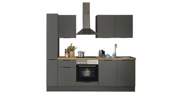 KÜCHENBLOCK in Graphitfarben - Schwarz/Graphitfarben, Basics, Holzwerkstoff/Metall (240/211/60cm) - Xora