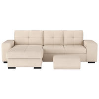 ECKSCHLAFSOFA in Mikrofaser Naturfarben  - Schwarz/Naturfarben, Modern, Kunststoff/Textil (156/268cm) - MID.YOU