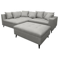 Ecksofa inkl. Hocker Mikrofaser Grau  - Schwarz/Grau, Design, Holz/Textil (174/247cm) - MID.YOU