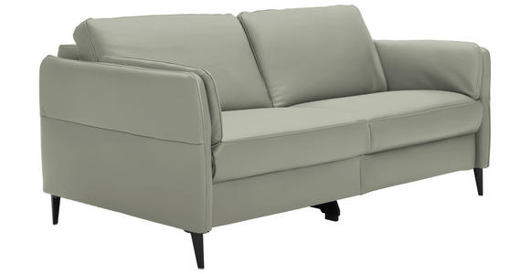 3-SITZER-SOFA Latina in Echtleder Hellgrau   - Hellgrau/Schwarz, Design, Leder/Metall (190/84/99cm) - Dieter Knoll