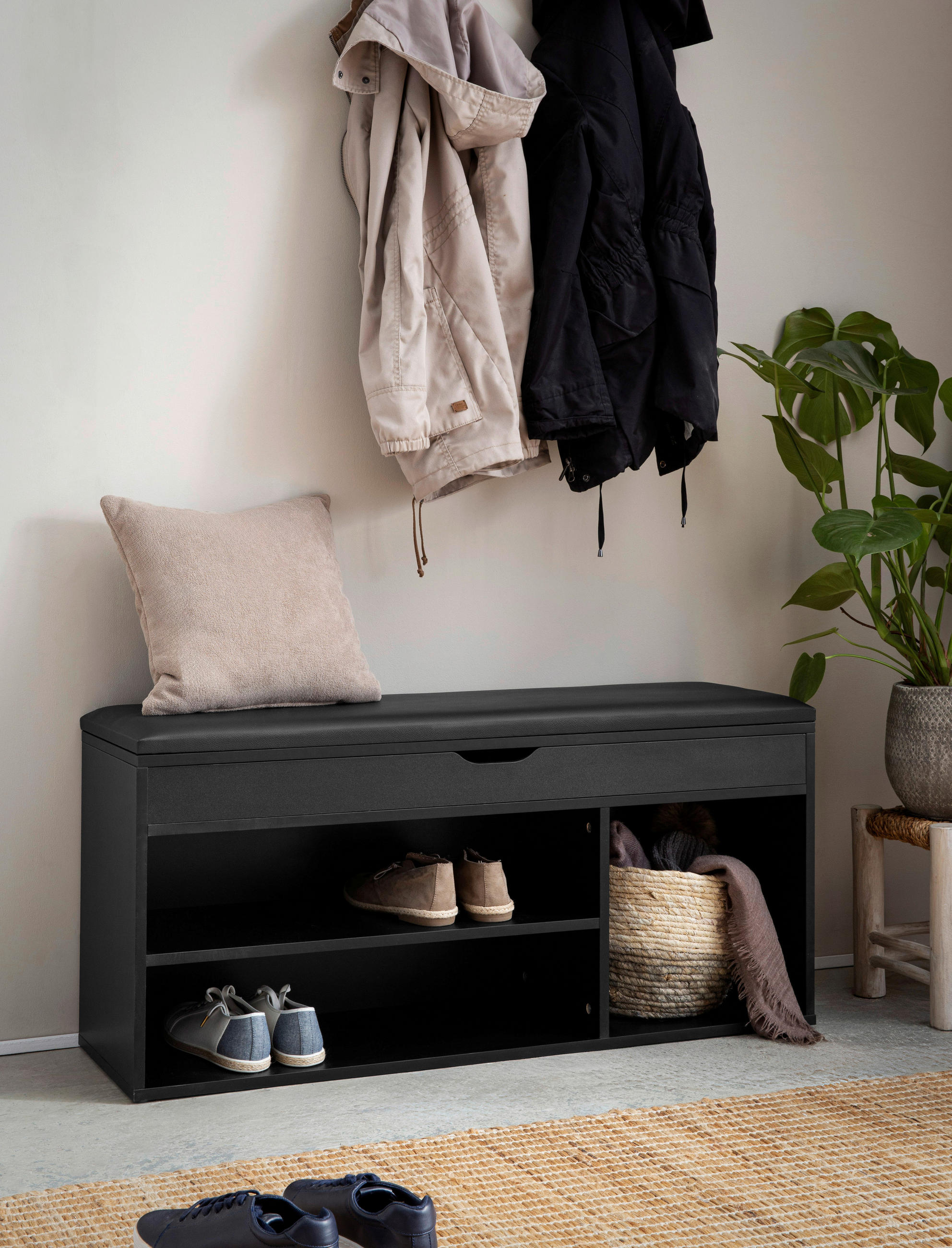 SKOHYLLA 104/51/32 cm  - svart, Design, trämaterial/textil (104/51/32cm) - Livetastic