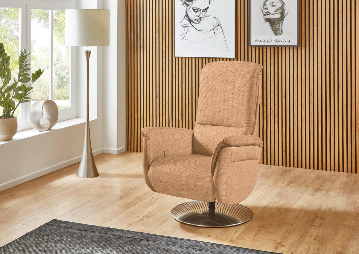 RELAXSESSEL Textil Gelb  - Edelstahlfarben/Gelb, Konventionell, Textil/Metall (79/112/94cm) - Beldomo Premium