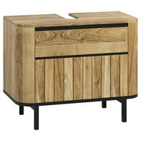 WASCHBECKENUNTERSCHRANK 82/65/42 cm  - Schwarz/Naturfarben, Natur, Holz/Metall (82/65/42cm) - Livetastic