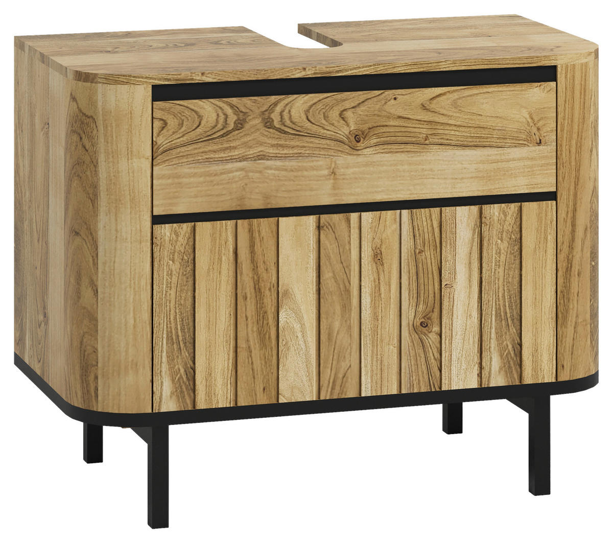 WASCHBECKENUNTERSCHRANK 82/65/42 cm  - Schwarz/Naturfarben, Natur, Holz/Metall (82/65/42cm) - Livetastic