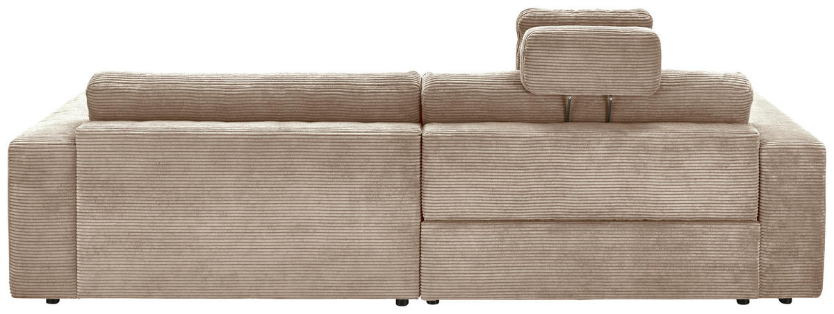 ECKSOFA in Cord Taupe  296/168 cm  - Taupe/Schwarz, Design, Kunststoff/Textil (296/168cm) - Pure Home Lifestyle