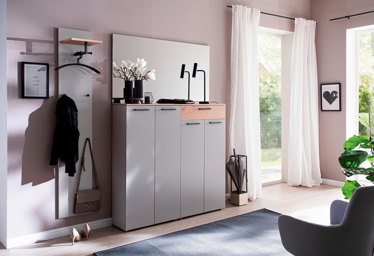 GARDEROBE 3-teilig  in 190/198/29 cm  - Wildeiche/Grau, Design, Holzwerkstoff (190/198/29cm) - Moderano