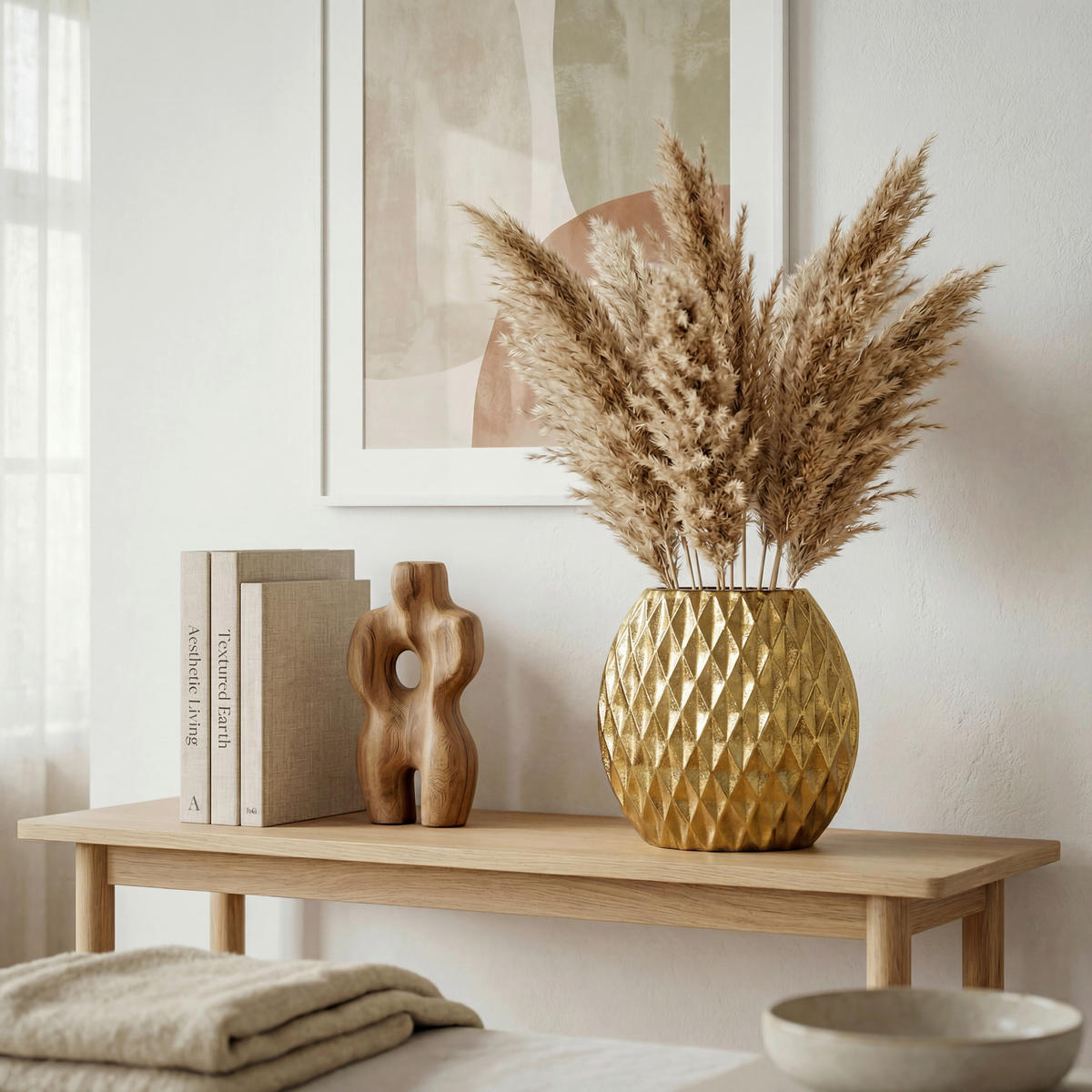VASE 32 cm  - Goldfarben, Design, Metall (33,5/12,5/32cm) - Livetastic